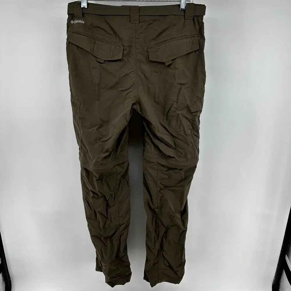 Columbia Silver Ridge Convertible Pants Omni Shade Belt Hiking Olive Green 34x32